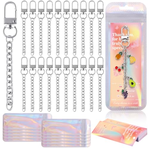 Image of Wurosi 20 Pcs Metal Keychain Making Kit, Bag Charm Chains,Silver