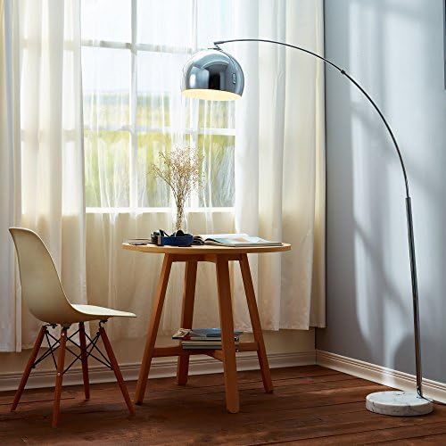 Versanora - Arquer 170cm Modern Arc Floor Lamp Reading Light for Living Room Bedroom. Marble Base. Polished Chrome Finish