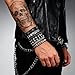 Tosmifairy 4Pcs/Set Fashion Street Hip Hop Leather Studded Cuff Bracelets Multiple Wristbands Bangle Emo Acceossries for 80s Punk Rock Concert Outfit (Solid Studded + Skull)