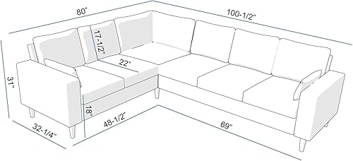 Miniatura 2 de Panana - Moderno sofá modular tapizado y en forma de L, 2 plazas + 3 plazas, para sala de estar (color marrón)