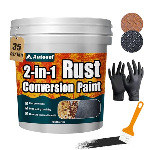 2-in-1 Rust Converter & Metal Primer Stops Rust Rust Inhibitor Paint for Metal Rust Conversion Paint Heat-Resistant Anti Rust Coating for Car Marine Industrial Chassis Long-Lasting (35 oz)