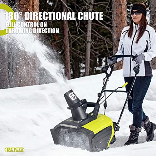 Electric Snow Blower, 20-Inch 15-Amp Corded Snow Blower, LED Lights, 180° Rotating Chute , Lightweight, Low Noise