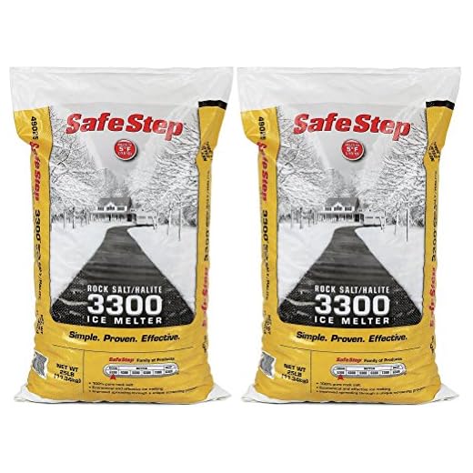 Safe Step Rock Salt/Halite Standard 3300 Ice Melter Non-Corrosive Safe for Concrete Sidewalks, Driveway Pavement- 2 Bags of 25 lb (Rock Salt 2pk)