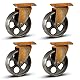 Vintage Rollen für Möbel – Räder für Möbel - Lenkrollen 75mm – 4er-Set - Alles Stahl Möbelrollen – Rustik Bronze Stahlrollen – Industrieller Look – Kapazität 4 x 80KG / 320KG