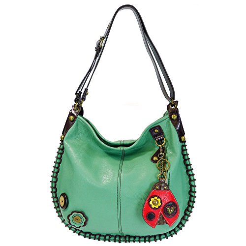 Chala Handbags, Casual Style, Soft, Large Shoulder or Crossbody Purse with Keyfob - Teal Green Color