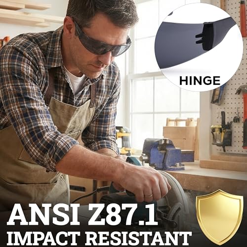 Image of BISON LIFE Clear Safety Glasses - ANSI Z87.1 Certified Scratch & Impact Resistant Eye Protection Goggles for Men & Women