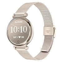 TRUMiRR Frauen Armband Ersatz für Garmin Lily 2 Smart Watch, Mesh Edelstahl Metall Armband Creme Gold Sport Uhrenarmband für Garmin Lily 2 Nur