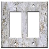 Art Plates - OVERSIZED Switch Plate - OVER SIZE Decorative Metal Wall Plate - 2 Gang Decora - White Pearl Quartzite - Granite - Marble (PRINTED IMAGE) - (Made in USA)
