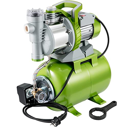 VEVOR Bomba de Chorro de Refuerzo 1300 W Bomba de Jardín Portátil 4200 L/h Bomba de Pozo Poco Profundo Acero Inoxidable 230 V Altura de Elevación 50 m Presión 5 bar para Riego Trasvase de Agua Césped