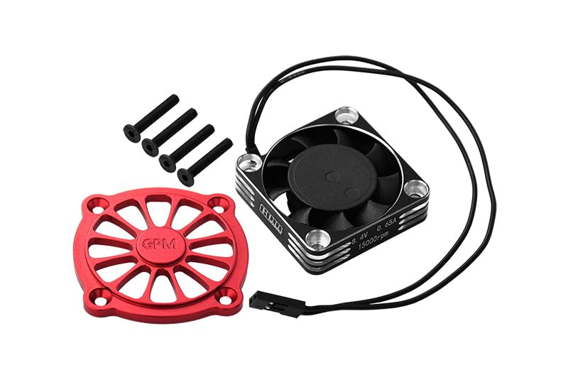 Aluminum 7075 Alloy Motor Heatsink with Metal Frame Cooling Fan and Protective Cover for Arrma 1/10 Gorgon 4X2 Mega 550 Brushed Monster Truck-ARA3230 Upgrades - Red