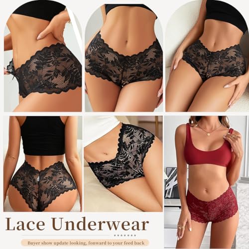 Women's V-Waist Lace Underwear, High-Waisted Soft Panties, Lightweight and Comfortable3