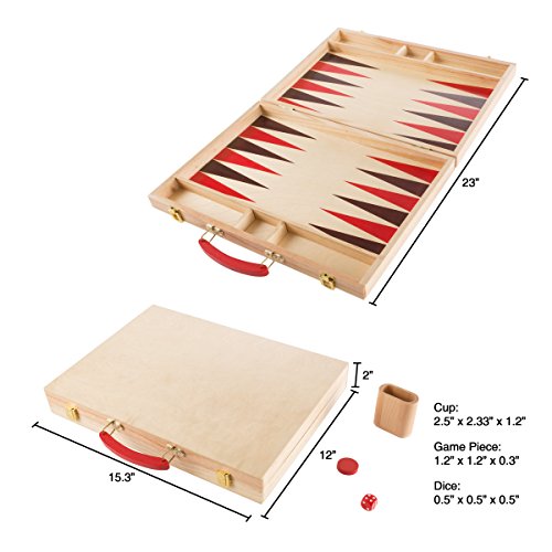 Hey! Play! 80-HCH-BK Wood Backgammon Board Game- Complete Set thumb #1