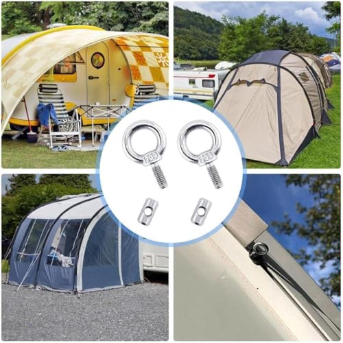 4 Stück Kederstopper, Vorzelt Stopper Edelstahl,Kederleisten Haken, Markisenhaken Camping Blockierungskit Kederschiene Zubehör für Wohnwagen, Wohnmobil, Campervan, Boot
