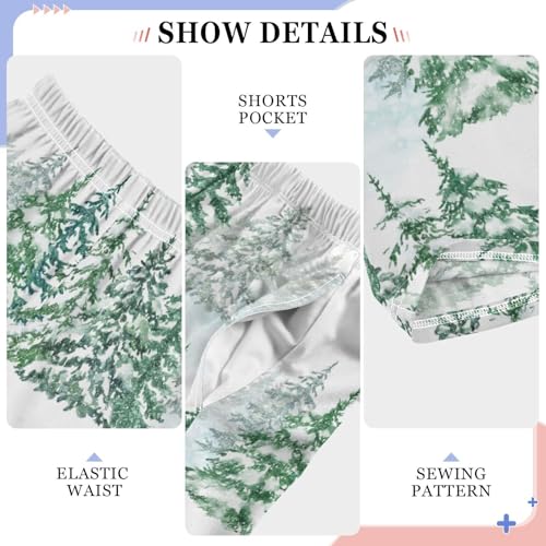 Boys' Pants Christmas Watercolor Pine Trees Forest Long Bottoms Jogger Pants Elastic Waist Trousers with Pockets S-XL4