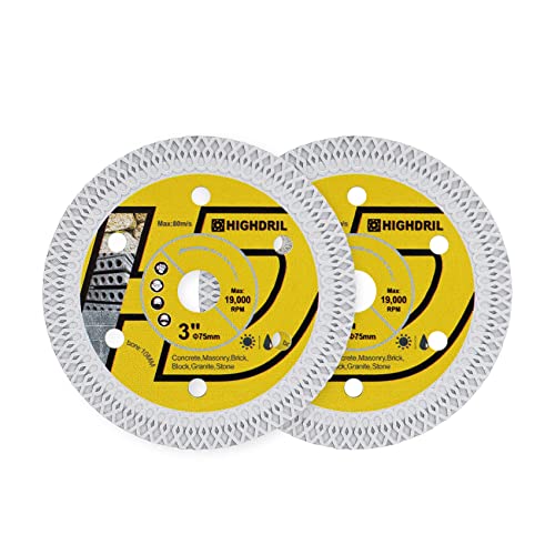 HIGHDRIL Disco de diamante para azulejos 75 mm x 10 mm Turbo Mesh Disco de corte de diamante apto Cover