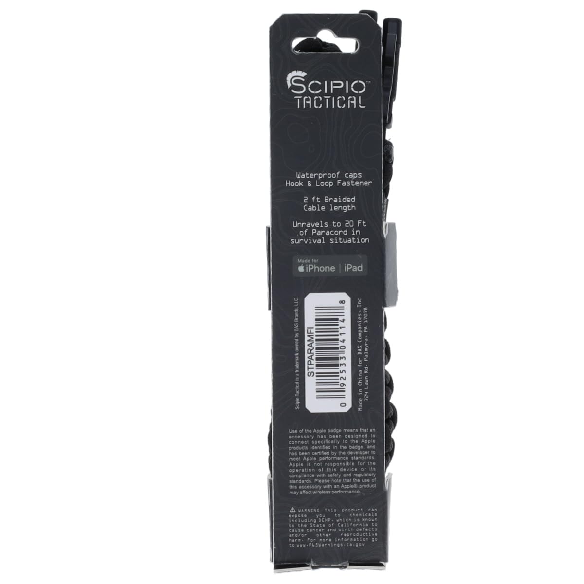 Scipio STPARAMFI, cavo Lightning Paracord da 0,6 m, cavo Lightning intrecciato per telefono cellulare, cavo di ricarica tattico compatibile con iPhone