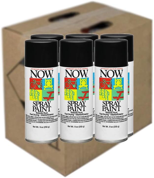 Krylon Paquete de 24 pinturas en aerosol esmaltadas Black Now de 9 onzas, brillo