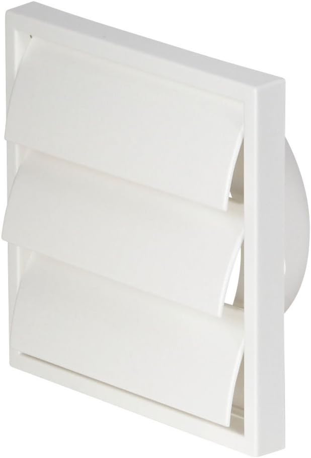 Airflow® Gravity Flap Grille – White Plastic External Wall Vent Cover for 150mm Ducting – Weatherproof Air Outlet – 187mm x 187mm
