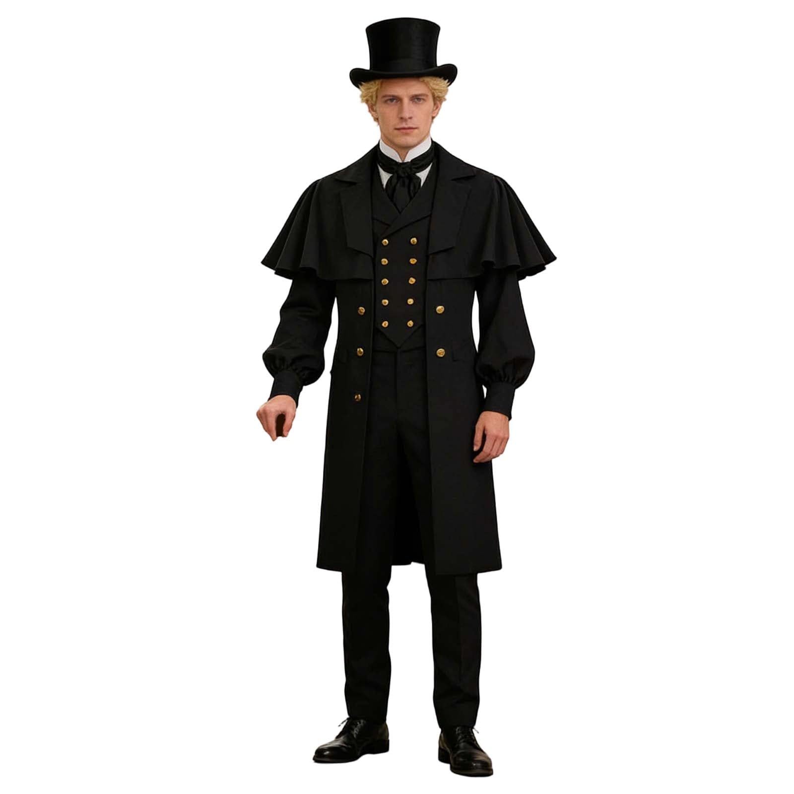 Uniforme de Halloween gótico y abrigo festivo medieval estilo frack para hombre 8