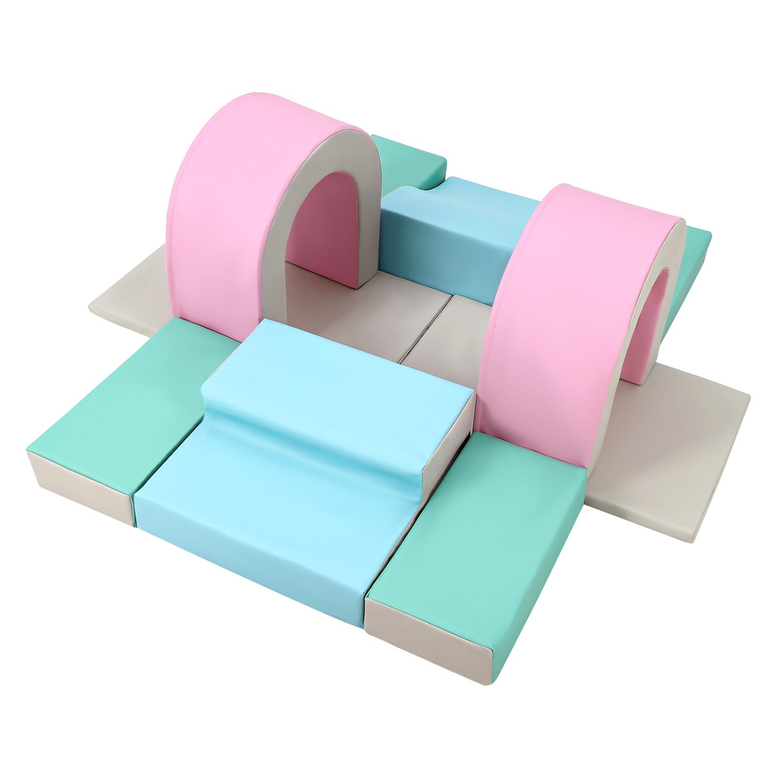 Sicheres 10-teiliges Kletter- und Spielset für Kleinkinder – Weiche PU-Schaumstoff-Kletterblöcke – Fördert Motorik & aktives Spielen – Indoor-Spielplatz für Babys von 1-3 Jahren – Farbe: