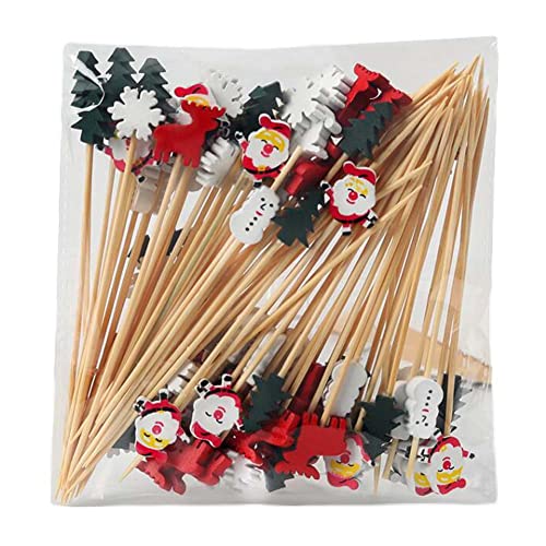 Black Temptation 200 uds, palitos de Fruta de bambú de Navidad al Azar, Palillos de cóctel, Palillos de Dientes para Bebidas de Fiesta, Pinchos para Aperitivos y sándwiches Cover