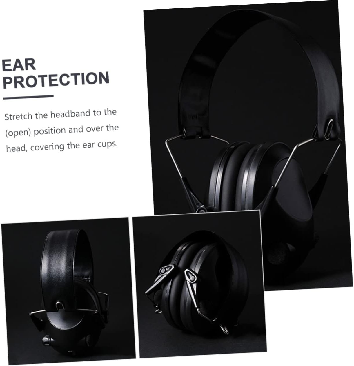 Intelligent Sound Amplification Hearing Protection Ear Muffs for Range Shooting Noise Reduction Earmuffs with Comfortable Headband for Use Black