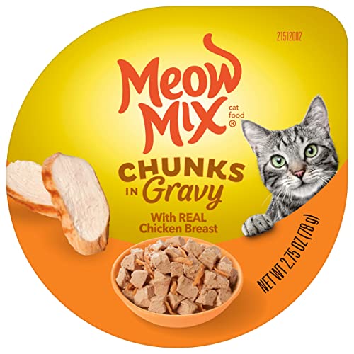 Image of Meow Mix Chunks in Gravy, Wet Cat Food with Real Chicken Breast, 12 Cups
