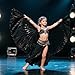 Tefrica Women's Professional Belly Dance Wings with Sticks Halloween Carnival Performance Accessories (Black, Kids)