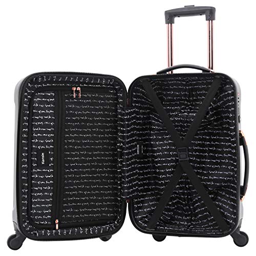 Kensie Women's Alma Hardside Spinner Luggage,Tsa-Approved, Metallic Black, 3-Piece Set (20/24/28) #TOP2