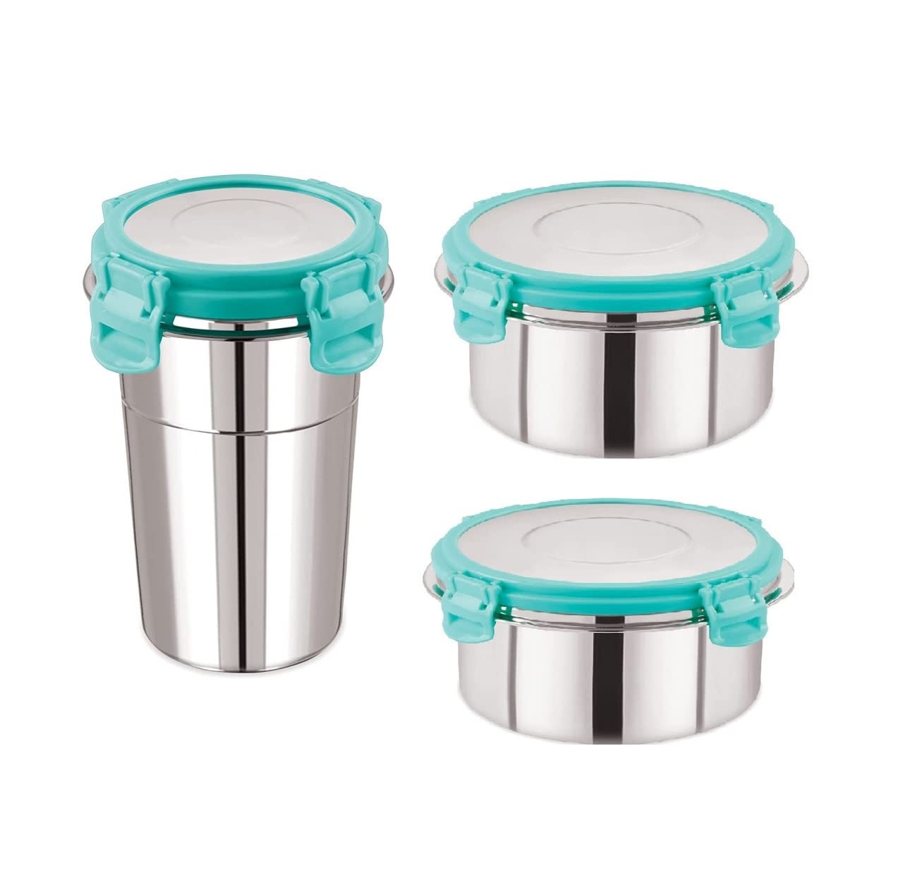 Foliam Leak Proof Click and Seal Lock Stainless Steel Storage/Air Tight Tiffin Container/Lunch Container with Steel lid (400+250+350 ml) (B0BQYN98Y9) Amazon Price History, Amazon Price Tracker