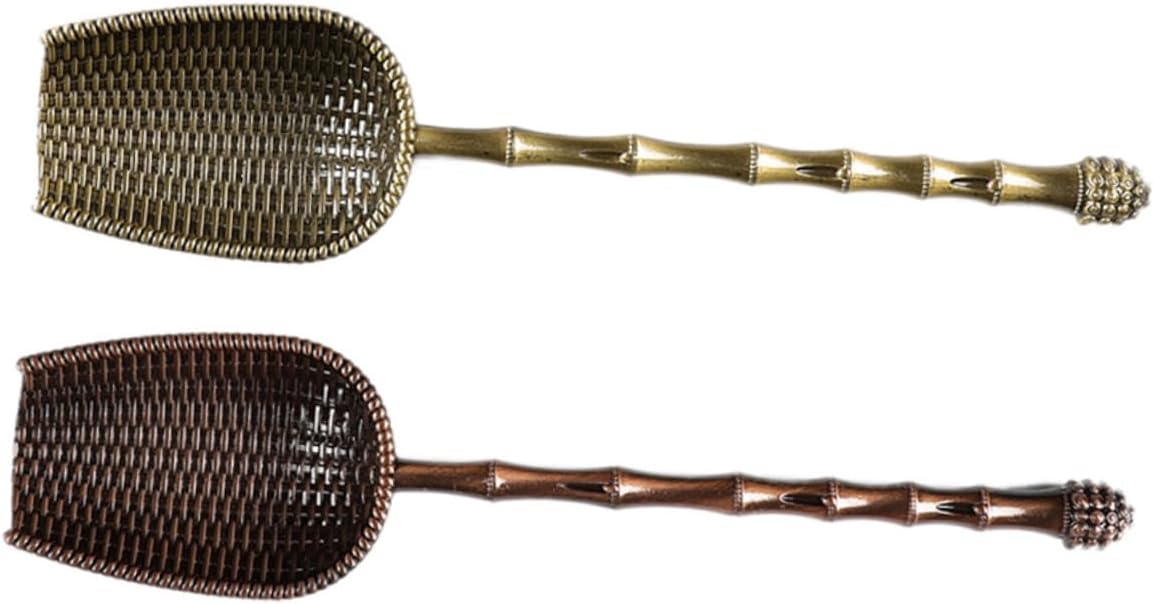 2pcs Metal Tea Scoops with Long Handle Tea Leaves Sieve Design Compact and Lightweight Making Accessories in Antique Red