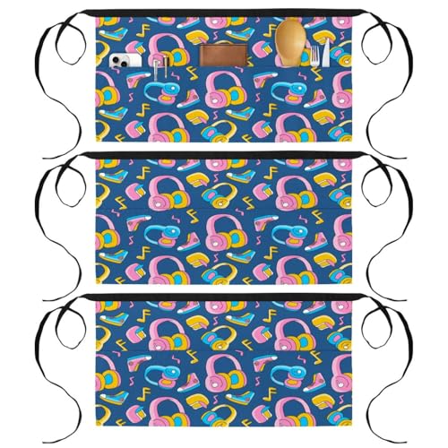 Demi-tablier pour cuisine pâtisserie et restaurant avec 3 poches de rangement