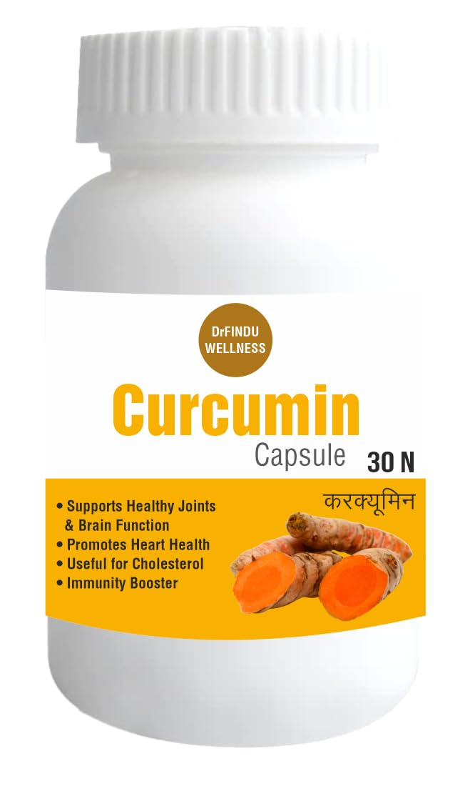 DR FINDU WELLNESS Curcumin Capsules Curcuminoids | Immunity Boosters Tablet for Adults with Curcuma Longa, Turmeric Powder & Ginger (30 Cap)