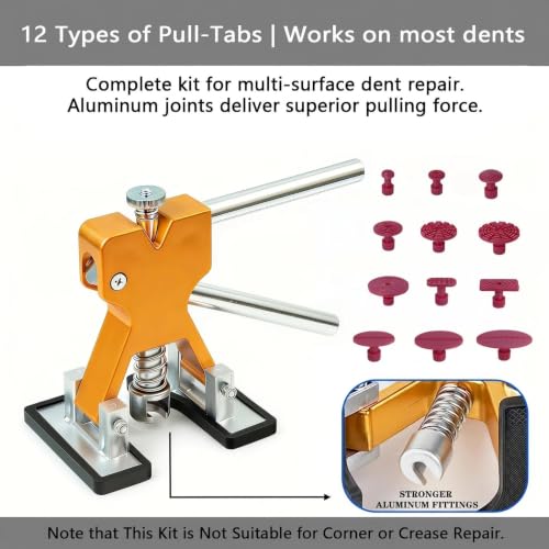 Image of Paintless Dent Repair Kit, Dent Puller Tool with 24 Glue Tabs, Car Dent Removal Kit, Small Dent Repair Kit for Auto Body and Smooth Metal Surfaces