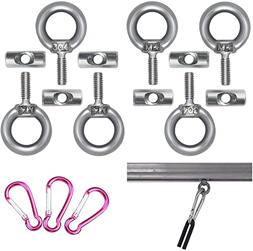 LUNNTE Awning Rail Stoppers 6mm with 3 Carabiner Hooks Stainless Steel End Stoppers Blocking Kit for Caravan Motorhome Campervan Camping Tent Multipurpose (6)