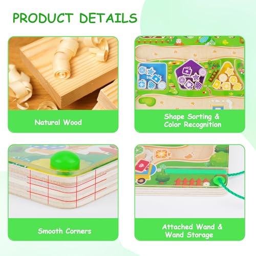 Image of Magnetic Color & Shape Maze, Toddler Montessori Toys for 3 4 5 Year Old Girl Boy Birthday Gift, Magnetic Puzzles Board for Kids, Wooden Magnets Color Shape Sorting Toys, Preschool Learning Activities