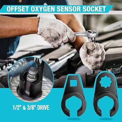 DURATECH 5PCS O2 Oxygen Sensor Socket Thread Chaser Set, 3/8 1/2 Drive x 7/8 22mm Oxygen Sensor Remover O2 Sensor Removal Tool Kit