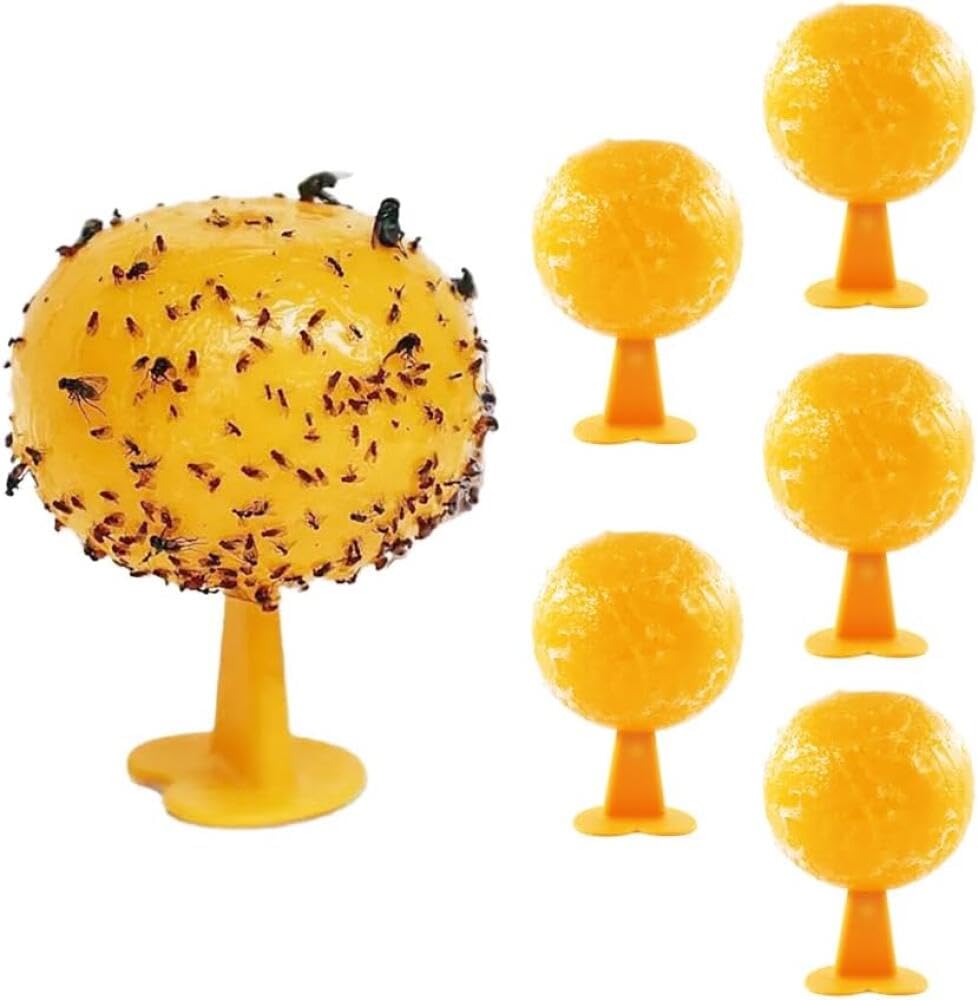 6 PCS Sticky Fly Trap Balls, Hanging Fruit Fly Traps, Reusable Fly Catcher Balls for Garden, Balcony, Orchard, Kitchen and Indoor Plant Protection