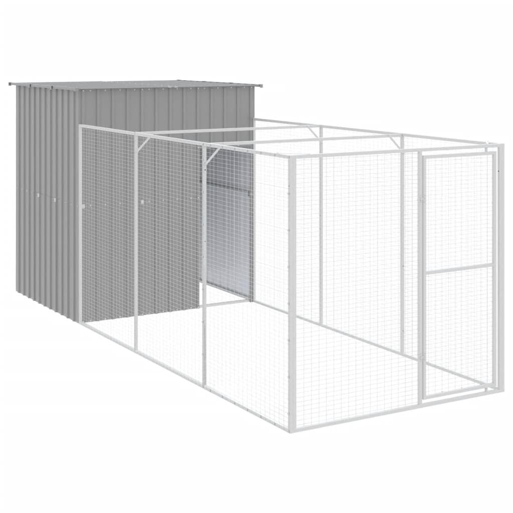 Homgoday Casetta Cani Corsa Grigio Chiaro 165x455x181 cm Acciaio Zincato, Gabbia Cane Gabbia per Cani da Interno Kennel per Cani Gabbie per Cani Recinto per Cani da Esterno