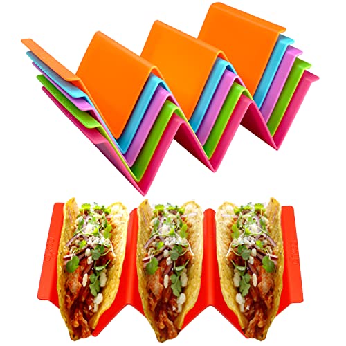 Ginkgo Colorful Taco Holders Set Of 6, Large Taco Stand With Handle Each Can Hold 2 Or 3 Tacos, Bpa Free, Dishwasher And Microwave Safe #TOP17