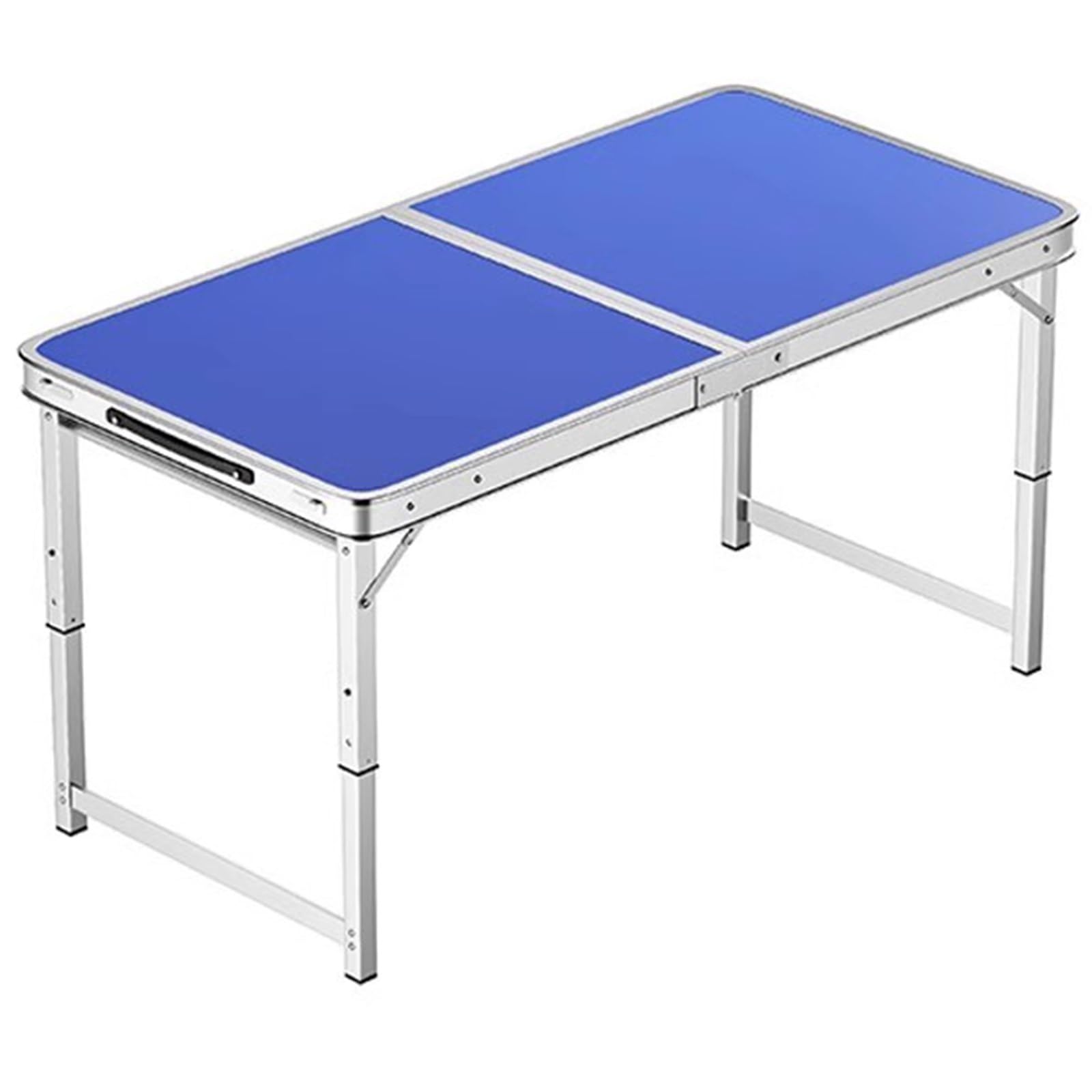 Aluminiowy składany stół o regulowanej wysokości, przenośny stół kempingowy z uchwytem, idealny na imprezę biurową, piknik, ślub (100 x 50 cm, niebieski)