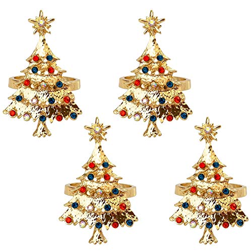 4 Stück Serviettenringe Gold Weihnachten Serviettenringe...
