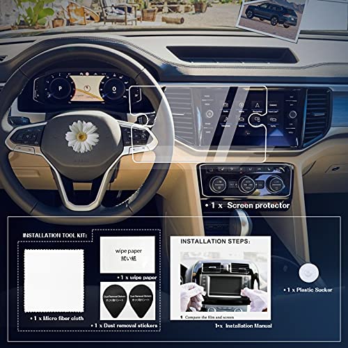 BIXUAN 8 Inch for VW Golf 7/7.5/Arteon/Tiguan Screen Protector 2015-2019 Transparent 9H Tempered Glass Protection Anti Fingerprint Navigation Protective Film GPS Navigation Film - Image 2