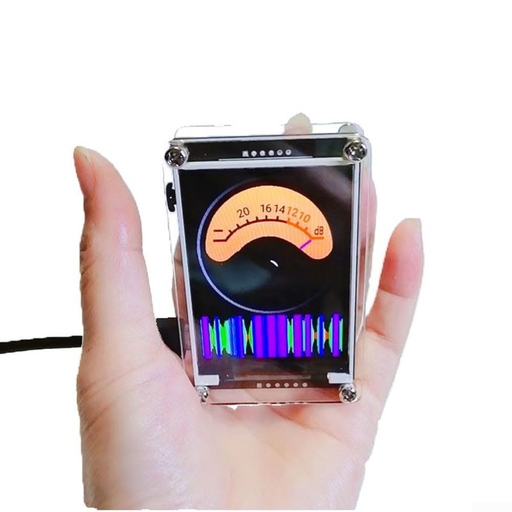 Besttoolifes Analizzatore di spettro audio, VU Meter di livello musicale a controllo vocale 2,4 pollici ritmo HD LCD Display di simulazione a colori 10 modalità USB Analizzatore di spettro audio