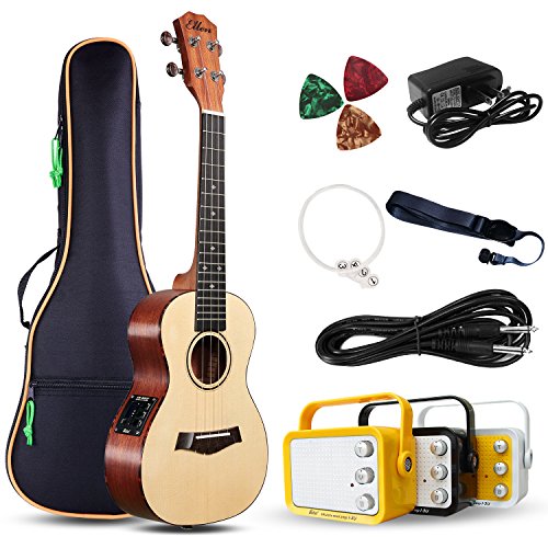 Ukelele eléctrico de concierto con amplificador, kit de ukelele eléctrico acústico de 58,4 cm para...