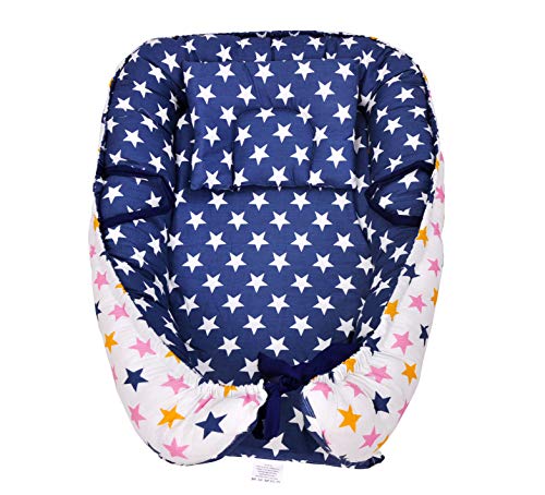 Image of by Urban Space 100% Cotton Reversible Baby Bedding Set with Pillow, Warm Bedding, Blue Star