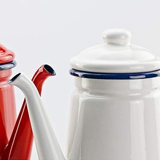 Czajnik Wykwintny ręcznie robiony czajnik emaliowany, kuchenka gazowa, kuchenka indukcyjna, garnek na olej, dzbanek do kawy, szybkie nagrzewanie, odpowiedni dla rodzinnej restauracji, biura 1,1 l (kolor: biały, rozmiar: 1,1 l)