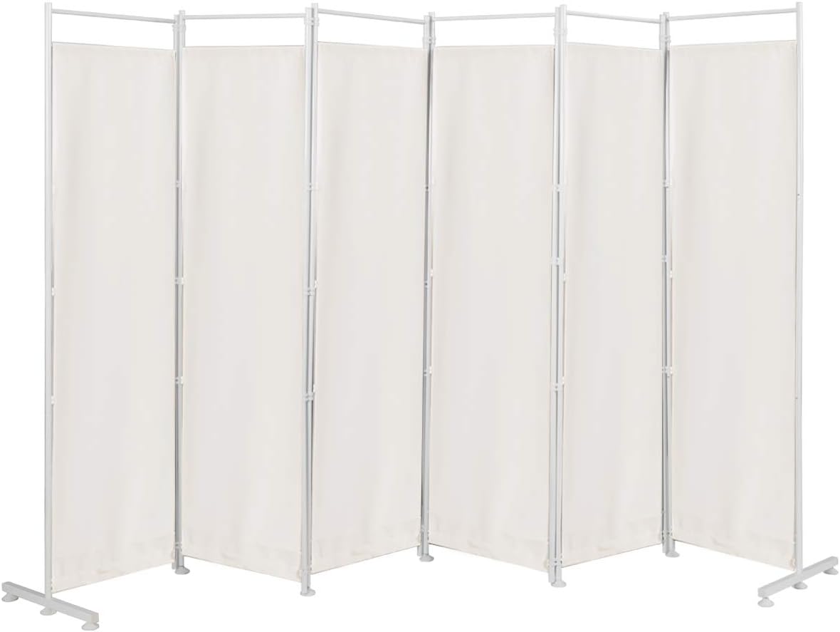 Giantex 6 Panel Room Divider White, 6 Ft Folding Screen for Privacy with Steel Support Base, Lightweight Portable Room Dividers and Folding Privacy Screens