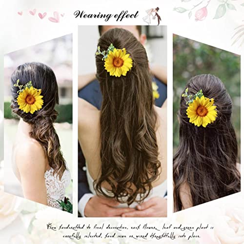 Fangsen Silver Wedding Sunflower Hair Comb Bride Hair Accessories Yellow Flower Pearl Bridal Headpiece Decorative For Women And Girls (#A-01) #TOP4