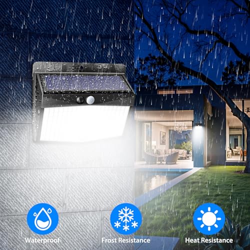 Peasur Solar Lights Outdoor Garden, 168LED 6 Pack Solar Powered Security Lights Motion Sensor with 3 Modes, IP65 Waterproof Fence Lighting for Wall Outside Yard Porch Step Deck - Image 5